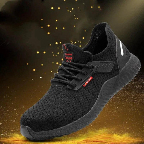 Mandotos breathable safety shoes with anti-smashing toe protection, designed for work safety and comfort.