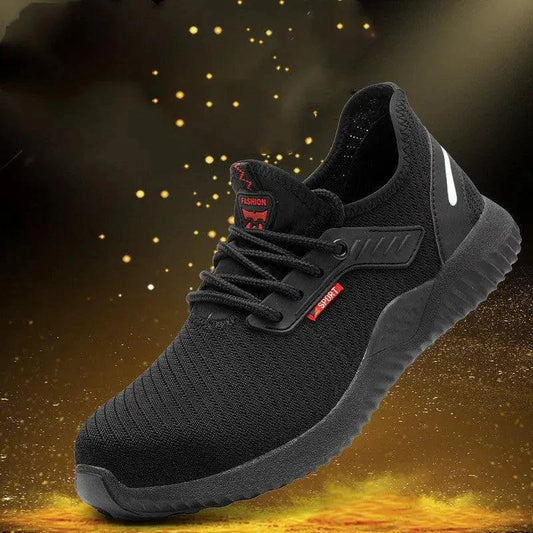 Mandotos breathable safety shoes with anti-smashing toe protection, designed for work safety and comfort.