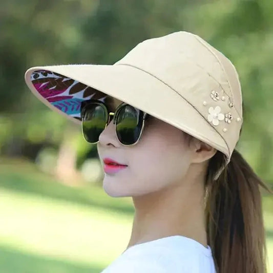 MANDOTOS Breezy Pearl Visor Hat with wide brim and stylish design, perfect for sun protection and casual outdoor wear.