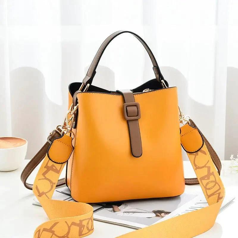 Mandotos Korean-style bucket shoulder bag for women, stylish cross-border fashion accessory with a modern design