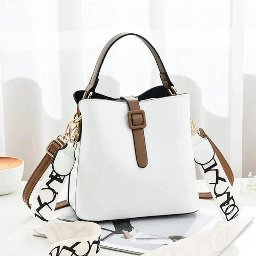 Mandotos Korean style bucket bag with shoulder strap, stylish cross-border female bag, casual and trendy fashion accessory.