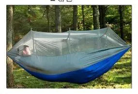 Mandotos Bug-Free Camp Hammock with mosquito protection, outdoor relaxation for two, featuring durable fabric and comfortable design.