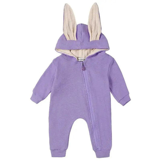 Mandotos Bunny Ear Baby Onesies featuring soft fabric with adorable bunny ear hood for baby comfort and cute style.