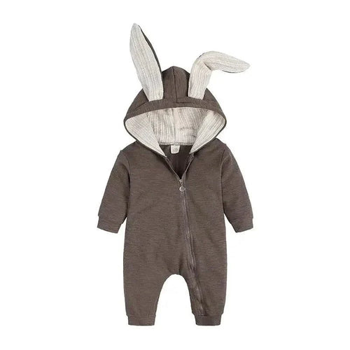 Mandotos Bunny Ear Baby Onesies featuring adorable bunny ear hood and soft fabric, perfect for cute and comfy baby wear.