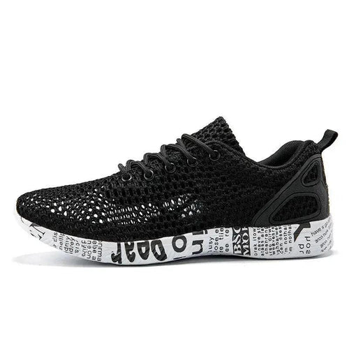 Mandotos casual men's breathable sneakers with hollow lace-up design and stylish board shoe look.