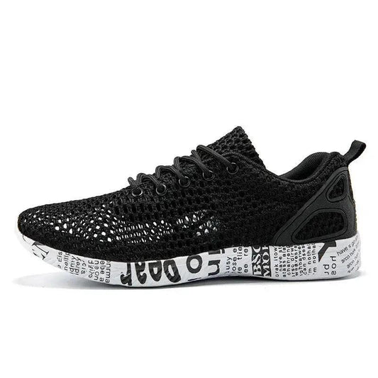 Mandotos casual men's breathable sneakers with hollow lace-up design and stylish board shoe look.