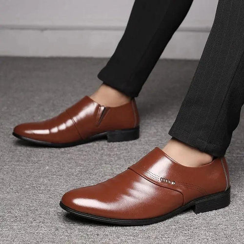Mandotos men's leather casual pointed toe shoes with sleek design and comfortable fit for everyday wear.