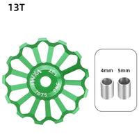 Mandotos ceramic bicycle guide wheel with rear derailleur bearing axis adapter and jockey roller, suitable for 10T-17T bikes.