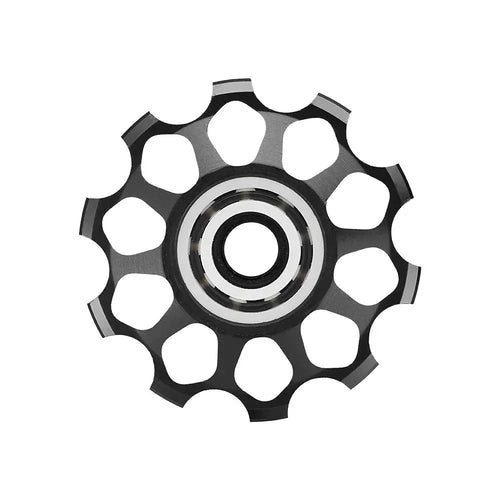 Mandotos ceramic bicycle guide wheel with bearing axis adapter, rear derailleur jockey wheel, 10T-17T, for smooth gear shifting.