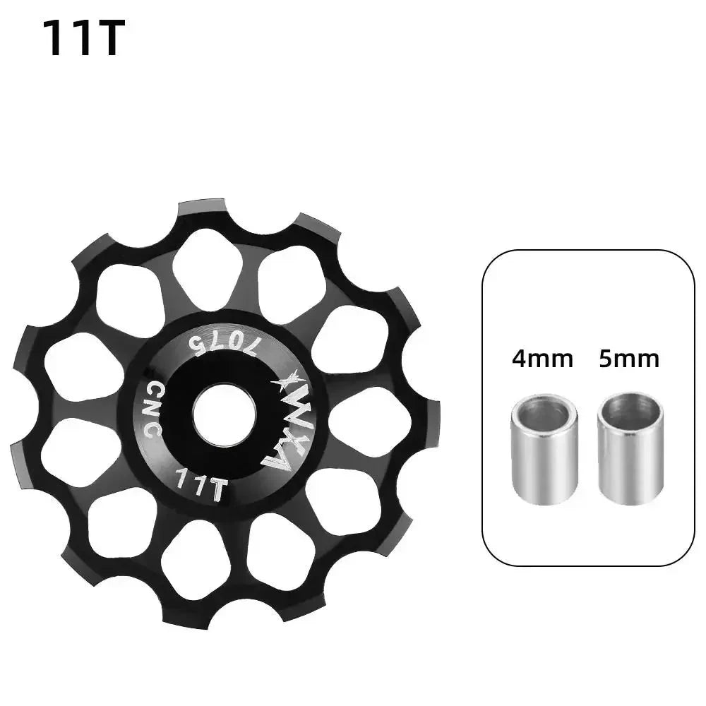 Mandotos ceramic bicycle rear derailleur guide wheel with bearing axis adapter, jockey wheel, 10T-17T for smooth shifting.