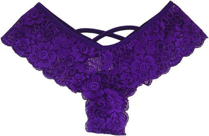 Mandotos chic 4-pack lace G-string panties for women, featuring delicate floral lace and comfortable fit.