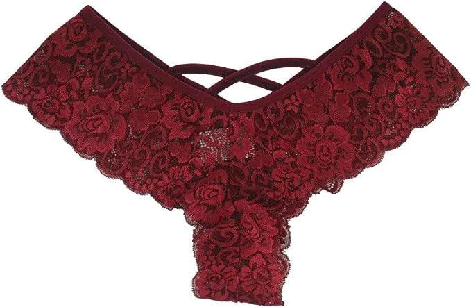 Set of four lace G-string panties for women by MANDOTOS, featuring elegant designs and comfortable fit.