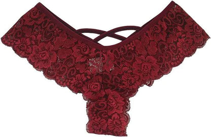 Set of four lace G-string panties for women by MANDOTOS, featuring elegant designs and comfortable fit.