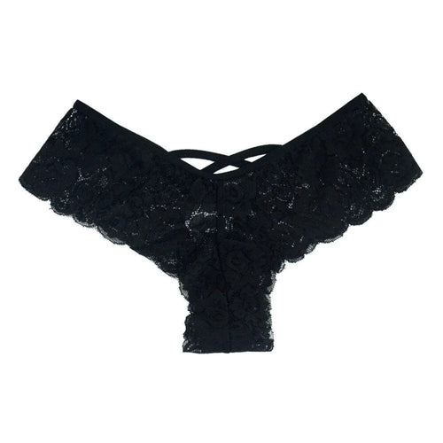 Set of four lace G-string panties for women by MANDOTOS, featuring delicate floral patterns and comfortable fit.