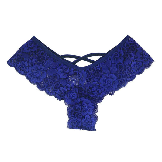 Set of four lace G-string panties for women by MANDOTOS, featuring stylish, comfortable designs in various colors.