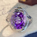 Elegant amethyst copper ring by MANDOTOS featuring a polished purple gemstone and intricate copper band design.