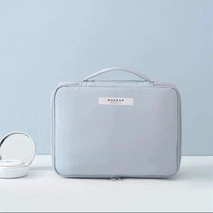 Mandotos Chic Beauty Bag Organizer with multiple compartments for cosmetics and toiletries, compact and stylish for travel or daily use.