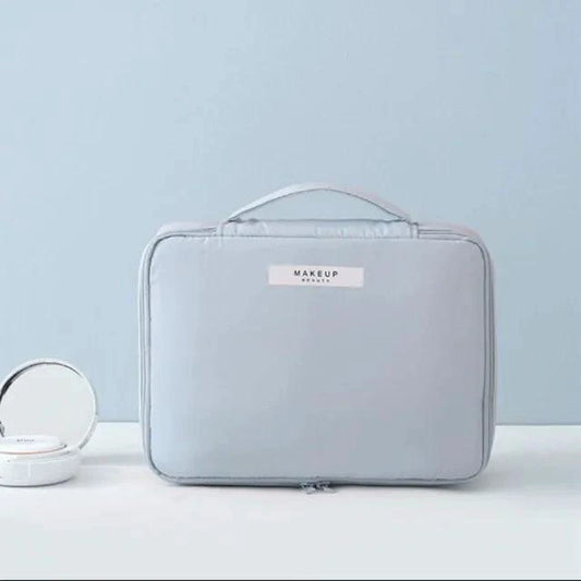 Mandotos Chic Beauty Bag Organizer with multiple compartments for cosmetics and toiletries, compact and stylish for travel or daily use.