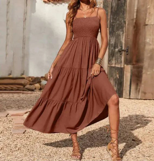 Mandotos chic chiffon layered swing dress featuring flowing fabric and elegant design, perfect for stylish occasions.