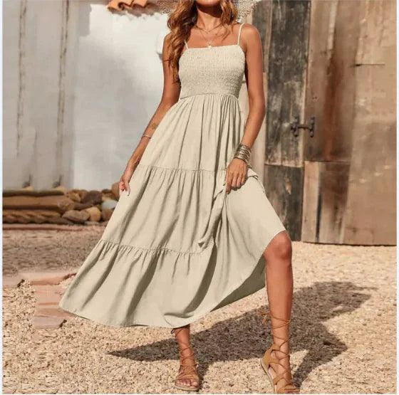 Mandotos chic chiffon layered swing dress with flowing fabric and elegant design, perfect for stylish casual or semi-formal occasions.