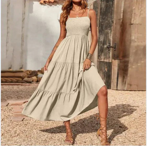 Mandotos chic chiffon layered swing dress with flowing fabric and elegant design, perfect for stylish casual or semi-formal occasions.