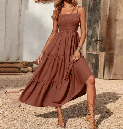 Mandotos chic chiffon layered swing dress with flowing fabric and elegant design, perfect for stylish occasions.