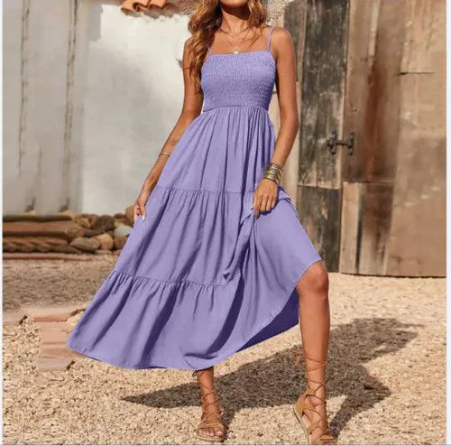 Mandotos chic chiffon layered swing dress with flowing fabric and elegant design, perfect for casual or semi-formal wear.