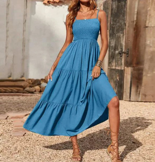 Mandotos chic chiffon layered swing dress with flowing fabric and elegant design, perfect for stylish occasions.