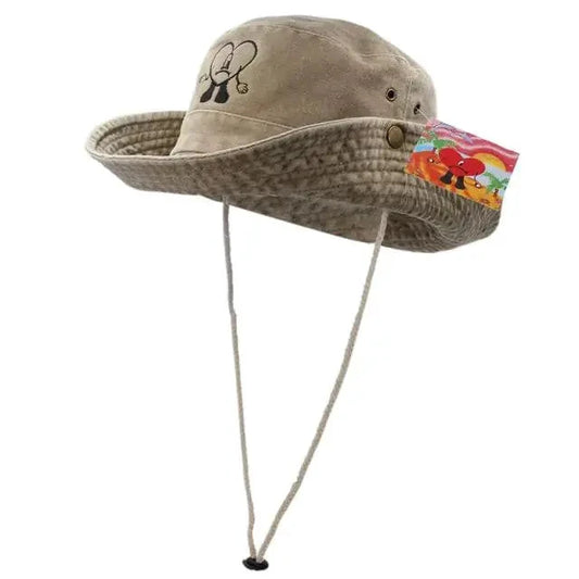 Mandotos chic embroidered travel hat with stylish design, lightweight fabric, and embroidered details for outdoor adventures.