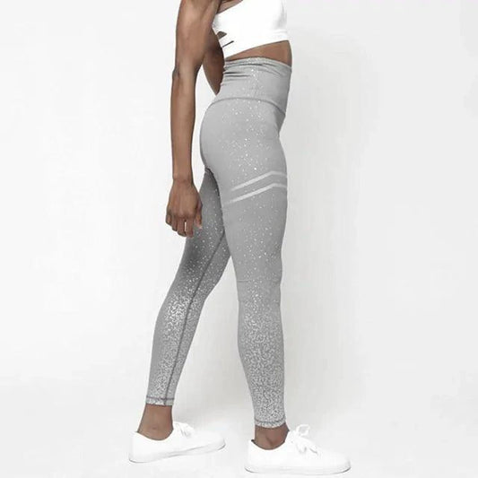 Mandotos chic gold print leggings with stylish design, form-fitting fabric, and comfortable waistband.