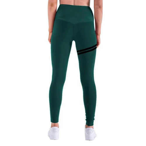 Mandotos chic gold print leggings featuring stylish gold pattern on black fabric, form-fitting and comfortable for casual wear.