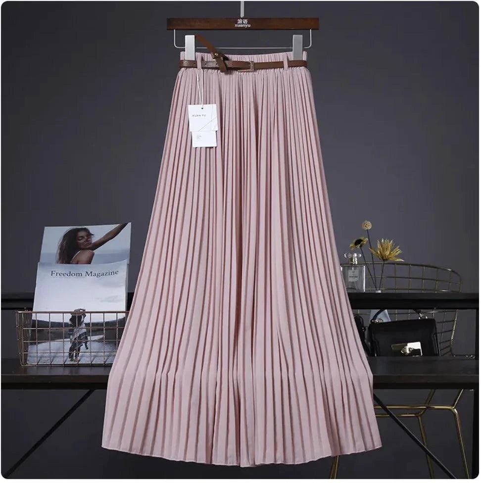 Mandotos Chic & Grace pleated chiffon skirt with flowing fabric and elegant design, perfect for effortless style.