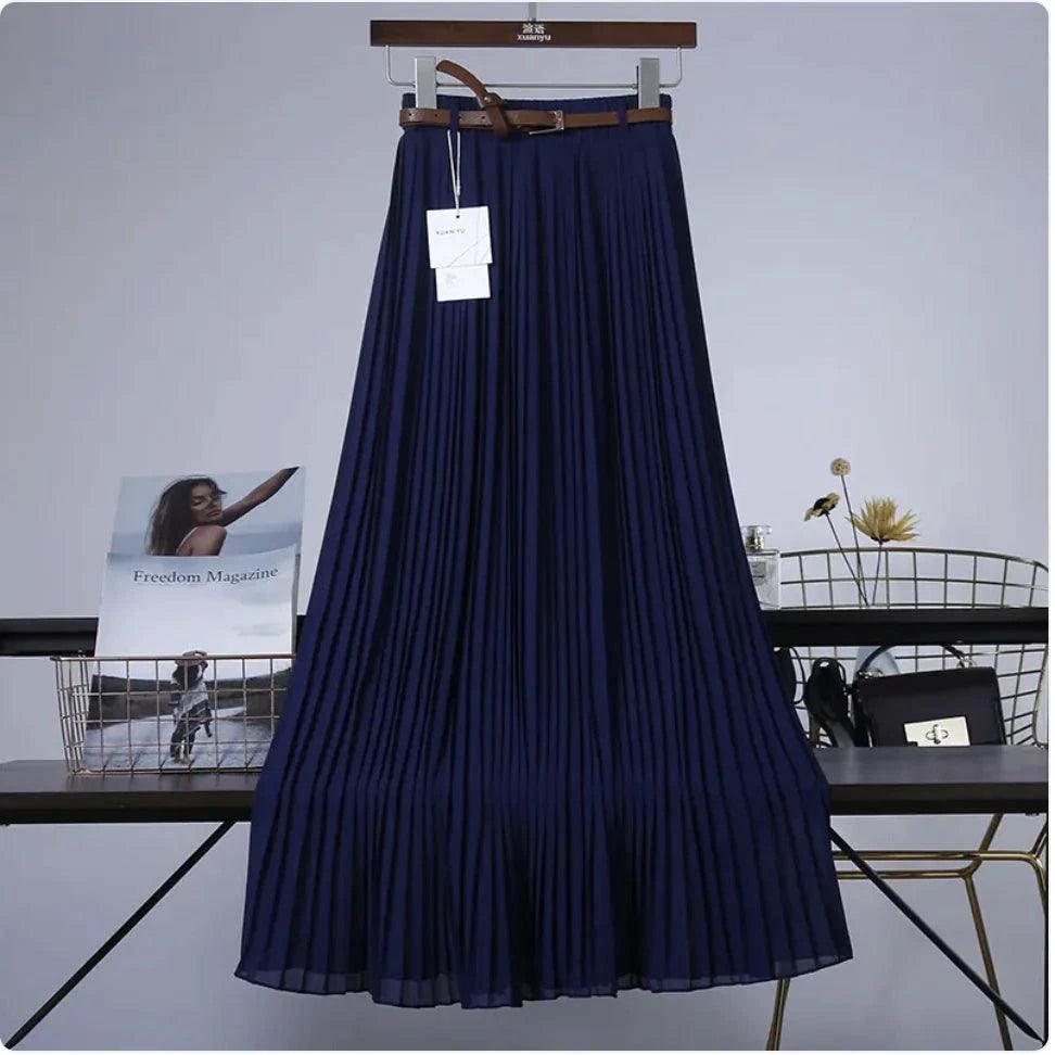 Mandotos Chic & Grace pleated chiffon skirt with flowing fabric and elegant design, perfect for stylish, effortless looks.