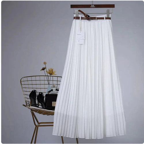 Mandotos Chic & Grace pleated chiffon skirt with flowing fabric and elegant design, perfect for effortless style and sophisticated look.