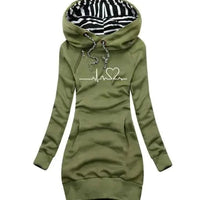 Mandotos chic hooded sweatshirt dress featuring a relaxed fit, soft fabric, and stylish hood for casual comfort.