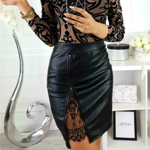 Mandotos chic lace mini skirt featuring intricate lace details and a stylish fit, perfect for fashionable everyday wear.