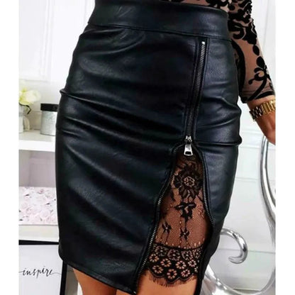 Mandotos chic lace mini skirt featuring intricate lace details, fitted waist, and stylish short length for a trendy look.