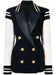 Mandotos chic leather blazer coat, tailored fit with lapel collar and sleek design, ideal for stylish layered looks.
