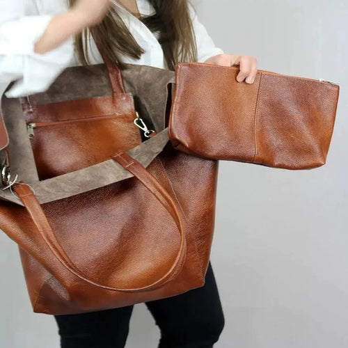 Mandotos chic leather tote handbag with sturdy handles and sleek design, perfect for everyday use and stylish outfits.