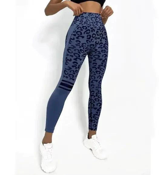 Mandotos chic leopard print high-rise yoga tights designed for comfort and style, featuring a fitted, stretchy fabric.