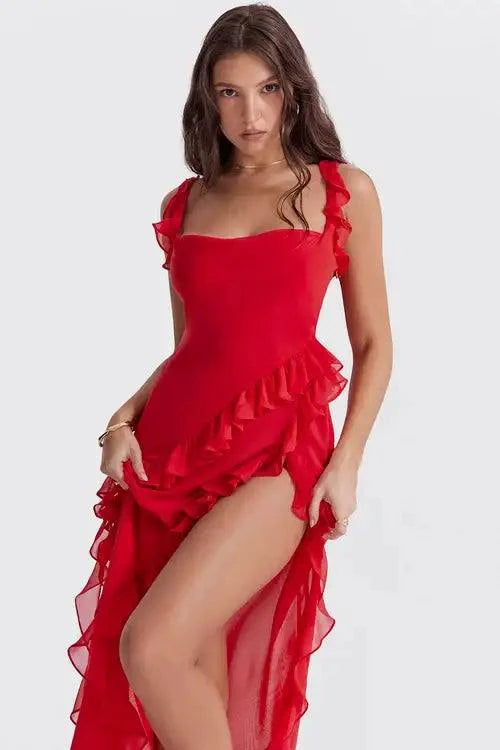 Mandotos chic maxi dress in elegant design, featuring flowing fabric and stylish details for sophisticated summer wear.