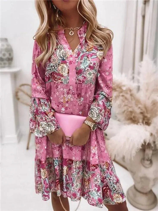 Mandotos chic pleated long sleeve dress with elegant design and flowing fabric, perfect for stylish occasions.