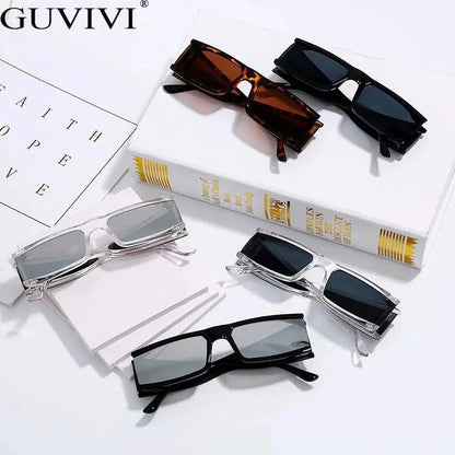 Mandotos Chic Retro Rectangle Shades with black frames and tinted lenses, stylish eyewear for a vintage-inspired look.