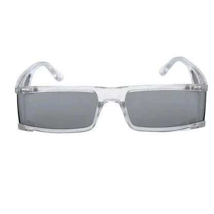 Mandotos chic retro rectangle sunglasses with black frames and tinted lenses, stylish and trendy eyewear for a vintage look.