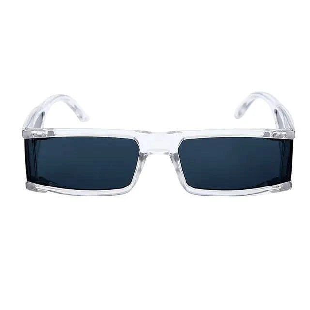 Mandotos chic retro rectangle sunglasses with black frames and tinted lenses, stylish and trendy for casual wear.