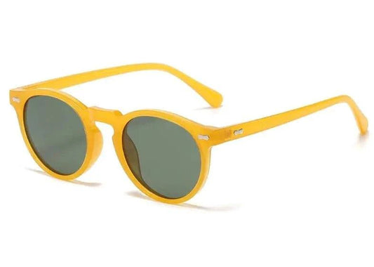 Mandotos chic round UV-block sunglasses with black frames and dark lenses, stylish eyewear for sun protection