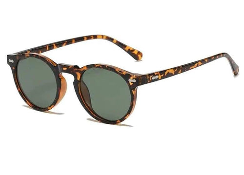 Mandotos chic round UV-block sunglasses with black frames and dark lenses, stylish accessory for sun protection