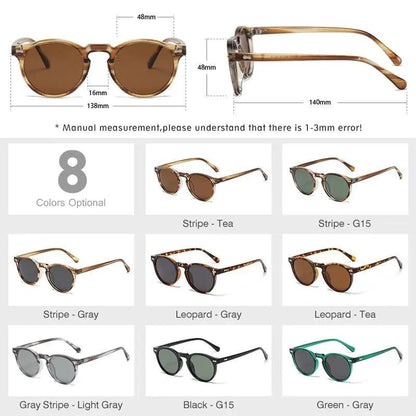 Mandotos chic round UV-block sunglasses with black frames and dark lenses, stylish eyewear for sun protection.