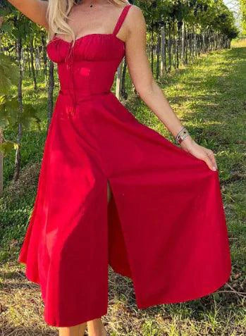 Mandotos chic sleeveless swing midi skirt in flowy fabric, featuring a stylish design perfect for casual or semi-formal wear.