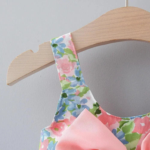 Chic toddler girl summer duo dresses by MANDOTOS, featuring bright, lightweight fabrics and playful designs for warm weather.